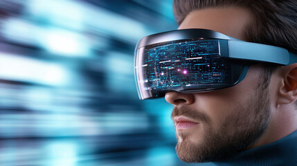 Futuristic glasses with augmented reality interface enhance user experience in digital world