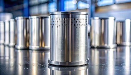 Row of Polished Metal Cylinders