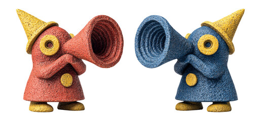 Colorful Cartoon Characters with Horns on Transparent Background