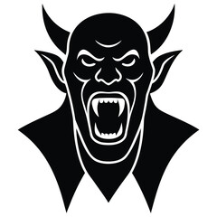 demon scream silhouette vector illustration