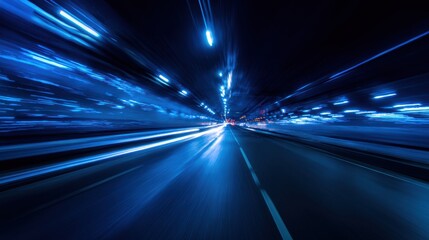 Dynamic motion blur of lights at night from a vehicle, showcasing speed and urban energy.