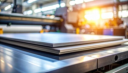Stacked Metal Sheets in Factory