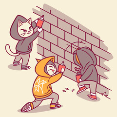 man and cat