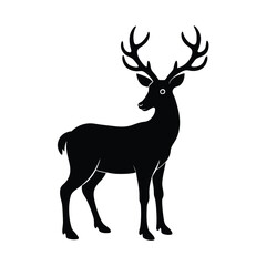 Obraz premium Reindeer with Tall Antlers Vector Silhouette 