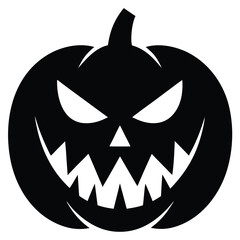 evil pumpkin face silhouette vector illustration