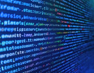 Screen showing blue code with some gibberish