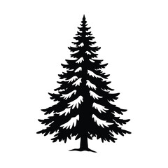 Obraz premium Snow Covered Pine Tree with Branches Vector Silhouette 