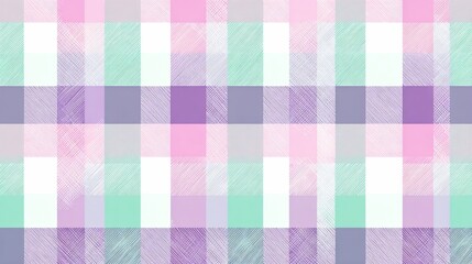 Pastel plaid pattern on white background for decorative surface design and fabric use