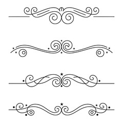 
filigree Elegant decorative flourishes and ornate borders ornamental dividers with scrollwork for design elements, Fancy Line curve lettering, header separator scroll
