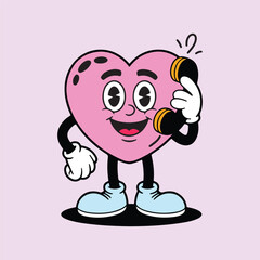 Cute Heart Mascot Vector Illustration – Funny Cartoon Love Character Design