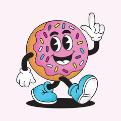 Cute Donut Mascot Vector Illustration – Funny Cartoon Dessert Character Design