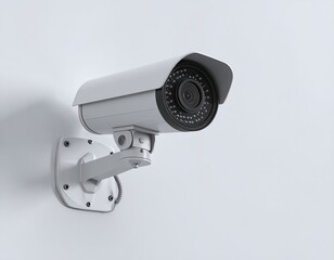 Security camera mounted on a white wall