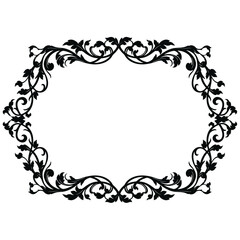 Elegant black floral border design classic ornate decorative frame elegant flourish element silhouette flat design vector illustration white background