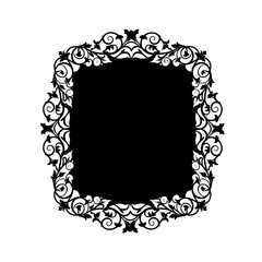 Ornate black square frame with intricate decorative border elegant classic design element silhouette flat design vector illustration white background