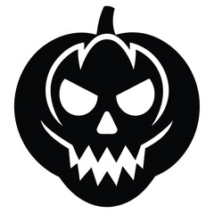 pumpkin skull silhouette vector illustration