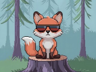 Fox Pixelated Art Cartoon Character
