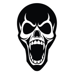 screaming skull silhouette vector illustration
