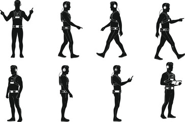 Virtual reality silhouettes, AR headset users, immersive technology, wearable sensors, digital