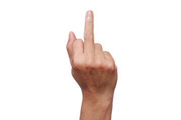 sign gesture with middle finger isolated on white