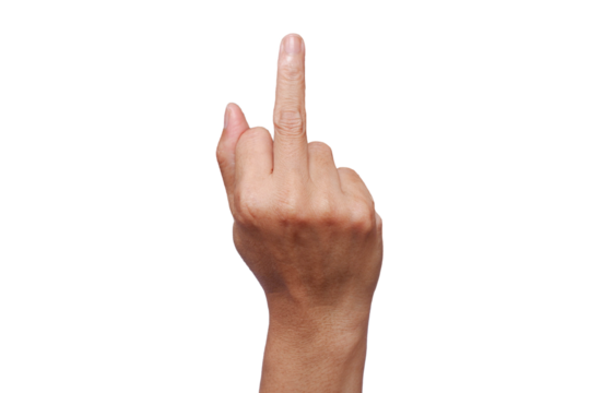 sign gesture with middle finger isolated on white