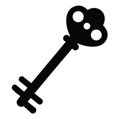 skeleton key bone silhouette vector illustration