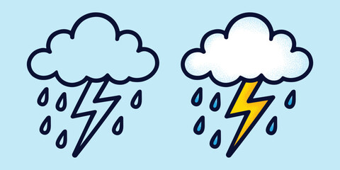 Storm Cloud Vector Illustration – Rain And Lightning Weather Design