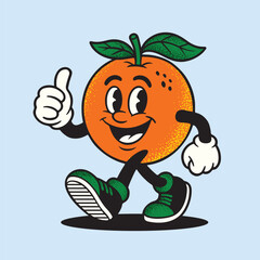 Cute Orange Mascot Vector Illustration – Funny Cartoon Fruit Character Design