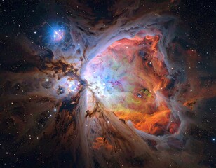 Glowing nebula with celestial dust clouds in a vast universe