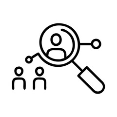 Coaching With Magnifying Glass Analyzing Person Skills Icon For Web And Graphic Design