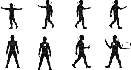 Human silhouette poses, motion capture study, wearable device, behavioral analysis, robotics