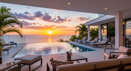 Fototapeta premium “Elegant Beachfront Villa with Private Pool and Ocean View”