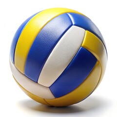Fototapeta premium Blue yellow and white volleyball on white background