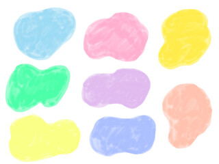手描きあしらいセット　水彩　流体シェイプ　カラフル