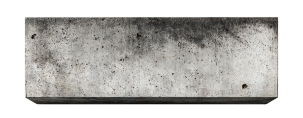 Rectangular concrete block nameplate mockup, isolated on transparent cutout background