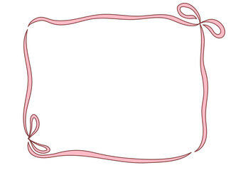 Pink Ribbon Bow Frame Illustration