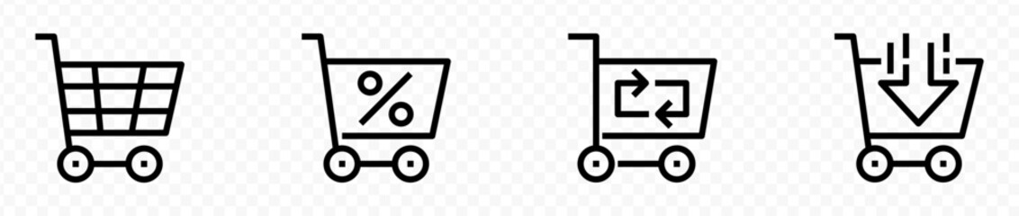 Shopping cart icon set, Full and empty shopping cart symbol, shop and sale, vector illustration