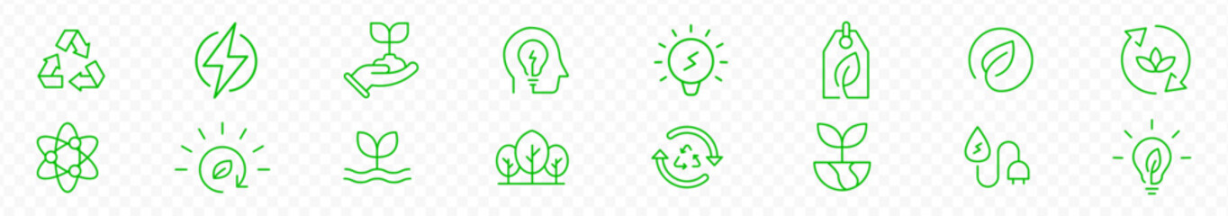 Electricity icons set. Power related icon. green energy icon. vector illustration