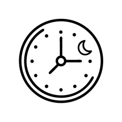 Round Clock Showing Bedtime Hour At Night Icon For Web And Graphic Design