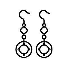 Stylish Earrings with Gemstone Circles Jewelry Icon For Web And Graphic Design