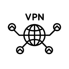 VPN Global Network Secure Connection Icon For Web And Graphic Design