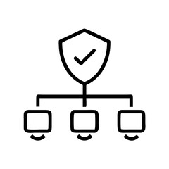 VPN Network Nodes with Encrypted Shield Security Icon For Web And Graphic Design
