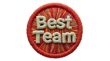Knitted Embroidery "Best Team" Logo – Cozy Circular Emblem