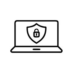 VPN Security Shield on Laptop Screen Icon For Web And Graphic Design
