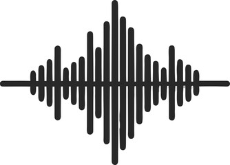 Simple black silhouette of sound waves on a white background