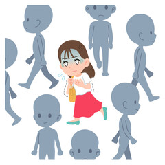 パニック障害の女性　人混み