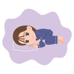 横になって泣く女性　全身