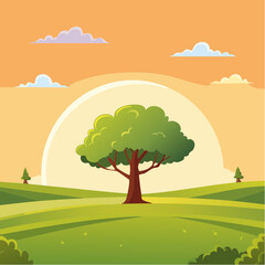 Fototapeta premium Lone tree, Golden Hour Sentinel