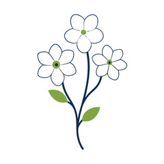 forget flower line art on white background