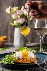 Eggs Benedict with hollandaise sauce