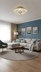 Serene Blue Living Room with Modern Coastal Vibe